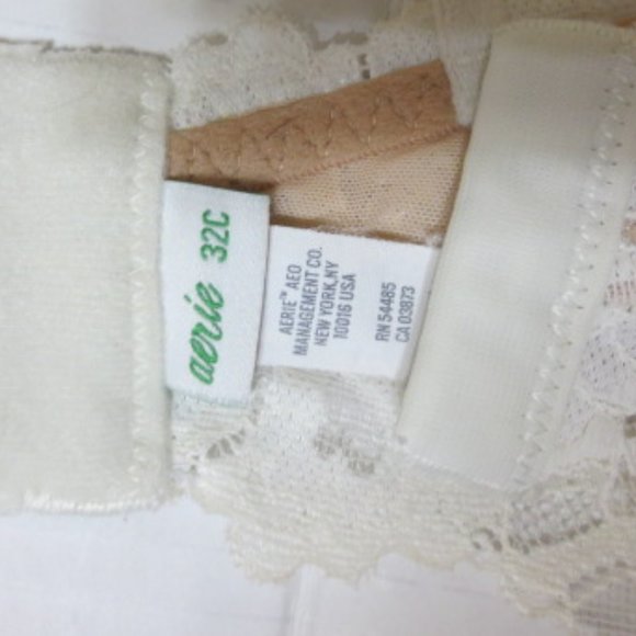 aerie No Wire Bra Lined Lace White / Tan 32C - Picture 4 of 4